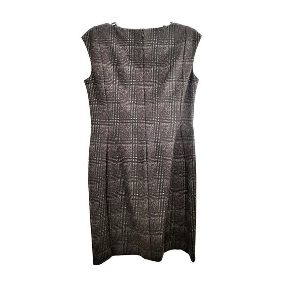 Chaps Womens Sleeveless Sheath Dress Gray Red Plaid Size Medium Office Cocktail - Picture 7 of 15